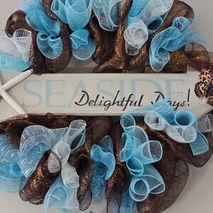 Seaside Delightful Days! Handmade Wreath Starfish Butterfly Wooden Plaque 30x7